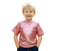 Camiseta Lentejuelas Niño Niña Camisetas Metálica Brillante De Mangas Cortas Camiseta De Cuello Redondo De Jazz Traje De Baile Brillante De Baile Latino Deportivo Blusa Jazz Hiphop Disfraz