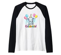 Camiseta Let's Celebrate Elephant - Bonita Fiesta de cumpleaños para niños Camiseta Manga Raglan
