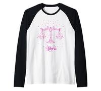 Camiseta Libra The Scales con el Signo Zodiacal y la constelación de Estrellas Camiseta Manga Raglan