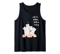 Camiseta Life Is Better with a Cat con Divertido diseño Unisex para Hombre y Mujer Camiseta sin Mangas