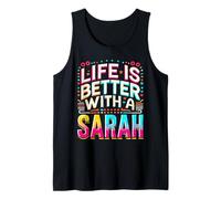 Camiseta Life Is Better with A Sarah Nombre Sarah Camiseta sin Mangas