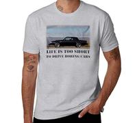 Camiseta Life is Too Short for Boring Cars, camiseta vintage negra con diseño de coche musculoso, regalo para entusiastas de los automóviles, Estilo gris, XXL