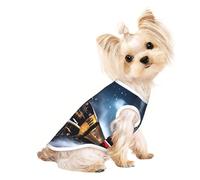 Camiseta ligera con estampado de tren de ferrocarril para invierno, Navidad, nieve, noche, ferrocarril, para perro, camiseta fresca y transpirable, ropa elástica sin mangas para mascotas
