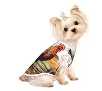 Camiseta ligera de verano con estampado de gallo en madera en tierras de cultivo, suave, transpirable, elástica, para perros y gatos