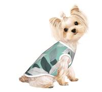 Camiseta ligera para perros con estampado de hojas de color gris menta, suave, transpirable, elástica, para gatos y perros
