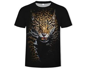 Camiseta Lion Tiger Impresión Digital 3D Cuello Redondo Manga Corta,DD-4,Metro