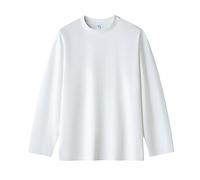 Camiseta lisa de manga larga para hombre 2026 para hombre, moda primavera y verano, casual, manga larga, cuello redondo, color liso, para interiores y exteriores, blanco, 4XL