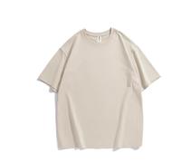 Camiseta Lisa para Hombre 220gsm Heavy Plus Size Plain T-Shirt For Men Summer Short Sleeve tee Cotton Solid Color Trendy Casual White Black Top(Apricot,XXXL)