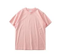 Camiseta Lisa para Hombre 280gsm Oversized Heavyweight T Shirt For Men Summer Short Sleeve tee Cotton Plain Top Casual Men's Clothing 9.9oz(Pink,S (52.5-60kg))
