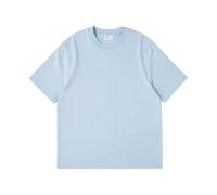 Camiseta Lisa para Hombre Cotton 240g Heavy-Duty Pure Double Yarn Short Sleeved T-Shirt Men's Trendy Solid Color Round Neck Top(Ice Soul Blue,XL)