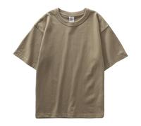 Camiseta Lisa para Hombre Heavyweight Cotton T-Shirt Men's Casual Solid Color Short-Sleeved White Crewneck Thick Tops(Khaki,L)