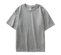 Camiseta Lisa para Hombre Heavyweight Cotton T-Shirt Men's Casual Solid Color Short-Sleeved White Crewneck Thick Tops(Grey,M)