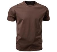 Camiseta Lisa para Hombre Men's Cotton O-Neck T-Shirt Soft Touch Comfortable Solid Color 8 Options Breathable Lightweight Casual Daily tee(Brown,XL)