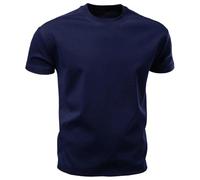 Camiseta Lisa para Hombre Men's Cotton O-Neck T-Shirt Soft Touch Comfortable Solid Color 8 Options Breathable Lightweight Casual Daily tee(Deep Blue,M)