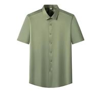 Camiseta Lisa para Hombre Men's Short Sleeve Shirt Summer Style Ice Silk Feeling Large Size No Iron Business and Leisure(Color-7,XL)