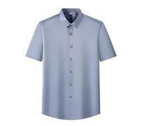 Camiseta Lisa para Hombre Men's Short Sleeve Shirt Summer Style Ice Silk Feeling Large Size No Iron Business and Leisure(Color-6,5XL)