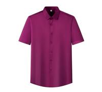 Camiseta Lisa para Hombre Men's Short Sleeve Shirt Summer Style Ice Silk Feeling Large Size No Iron Business and Leisure(Color-3,XL)