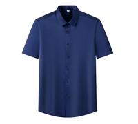 Camiseta Lisa para Hombre Men's Short Sleeve Shirt Summer Style Ice Silk Feeling Large Size No Iron Business and Leisure(Color-2,L)