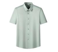 Camiseta Lisa para Hombre Men's Short Sleeve Shirt Summer Style Ice Silk Feeling Large Size No Iron Business and Leisure(Color-5,4XL)
