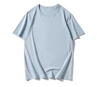 Camiseta Lisa para Hombre Oversized Heavyweight T Shirt For Men Summer Short Sleeve tee Cotton Plain Top Casual Men's Clothing(Light Blue,XXXL)