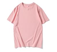 Camiseta Lisa para Hombre Oversized Heavyweight T Shirt For Men Summer Short Sleeve tee Cotton Plain Top Casual Men's Clothing(Pink,L)