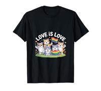 Camiseta Love is Love Cute Cats LGBTQ+ Pride Rainbow Animal Lover Camiseta