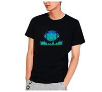 Camiseta M?ner Party DJ Sound activado - encendido intermitente luminoso, Negro , L