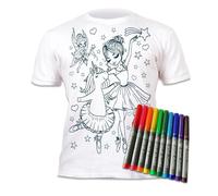 Camiseta mágica para colorear con diseño de unicornio y bailarina, incluye 10 rotuladores lavables. ¡Colorea tu camiseta, lávala y coloréala de nuevo! (FR/ES, Edad, 7 años, 8 años, Regular)