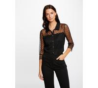 Camiseta manga 3/4 con plumeti negro mujer M