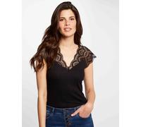 Camiseta manga corta con encaje negro mujer S