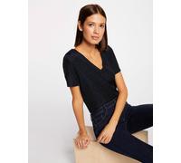Camiseta manga corta con escote en V azul marino mujer XS
