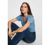 Camiseta manga corta con escote en V bleu gris mujer L