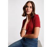 Camiseta manga corta con escote en V naranja oscuro mujer XS