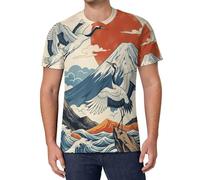 Camiseta Manga Corta Hombre Camiseta Estampada Animales Japoneses Retro Cuello Redondo Trabajo Transpirable Vista Monte Fuji Unisex Streetwear Running Casual Deportiva Verano Camisetas