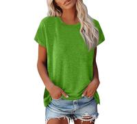 Camiseta Manga Corta Mujer Basicas Verano Blusas Algodon Tallas Grandes Vestir Ropa Mujer Verano 2025 Camiseta Cuello Redondo Casual Elegantes Tops Mis Pedidos Realizados(Verde,4XL)