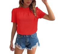 Camiseta Manga Corta Mujer Color Liso Cuello Redondo para Diario Básico Y Cómodo Verano Prenda Suave Y Clásica De Fácil Combinación Que Se Convierte En Un Esencial Diario