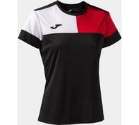 Camiseta manga corta mujer crew v negro rojo M