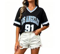 Camiseta Manga Corta Mujer Cuello Redondo Manga De Vuelo Estampado Elegante Día De La Independencia para Diario Patriótico Verano Prenda Sutil Femenina Y Cómoda con Un Toque Delicado