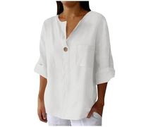 Camiseta Manga Corta Mujer Verano Algodón y Lino Blusas Manga 3/4 Basicas Tallas Grandes Casual Ropa Mujer Verano 2025 Camiseta Cuello V Deportiva Elegantes Tops Mis Pedidos Realizados(Blanco,XXL)