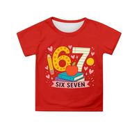 Camiseta Manga Corta Niño Top Deportivo - Camiseta de Manga Corta con Estampado gráfico Genial para niños diseño Digital Informal cómoda para Uso Diario Juvenil (Red 8-9 Years)