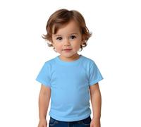 Camiseta Manga Corta para Bebés - Niqui de Colores algodón 100%, cómodo, Tacto Agradable, Moda para niñas y niños (FR/ES, Edad, 18 Meses, Celeste)