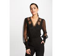 Camiseta manga larga con plumeti negro mujer S