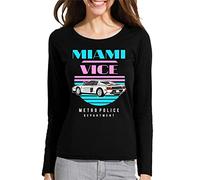 Camiseta Manga Larga de Mujer Coche Divertida Retro 80 Miami Vice 027 L
