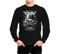 Camiseta Manga Larga de NIÑOS Coche Divertida Retro 80 Chips Policia Moto 012 9-10 Años
