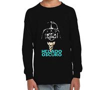 Camiseta Manga Larga de NIÑOS NIÑAS SW Star Galaxia Guerra Wars Vader Dark Solo Fuerza Helado Oscuro 035 5-6 Años