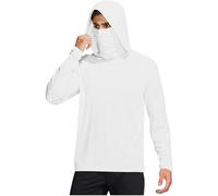 Camiseta Manga Larga Hombre,Camisetas Hombre Verano con Capucha y Mascarilla Ligero Transpirable Camisetas de Protección Solar Color Sólido Secado Rápido Pullover Deportiva Basica T-Shirt