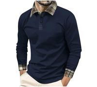 Camiseta Manga Larga Hombre,Polos Manga Larga Hombre de Cuello Solapa con Botones Ligera Top Deportivo Sueltos Color Sólido Pullover Estilo Básico Cómodo Camiseta Poloshirt Casuales Otoño Invierno