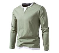 Camiseta Manga Larga Hombre Térmica Elástico Tallas Grandes Ajustado T-Shirt Camisetas Cálido Casual Cómodo Básica Tops Holgado para Trabajo Invierno Diario Otoño