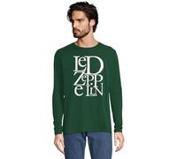 Camiseta Manga Larga Led Zeppelin, Jersey Musica Rock (L, Verde)