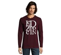Camiseta Manga Larga Led Zeppelin, Jersey Musica Rock (S, Burdeos)